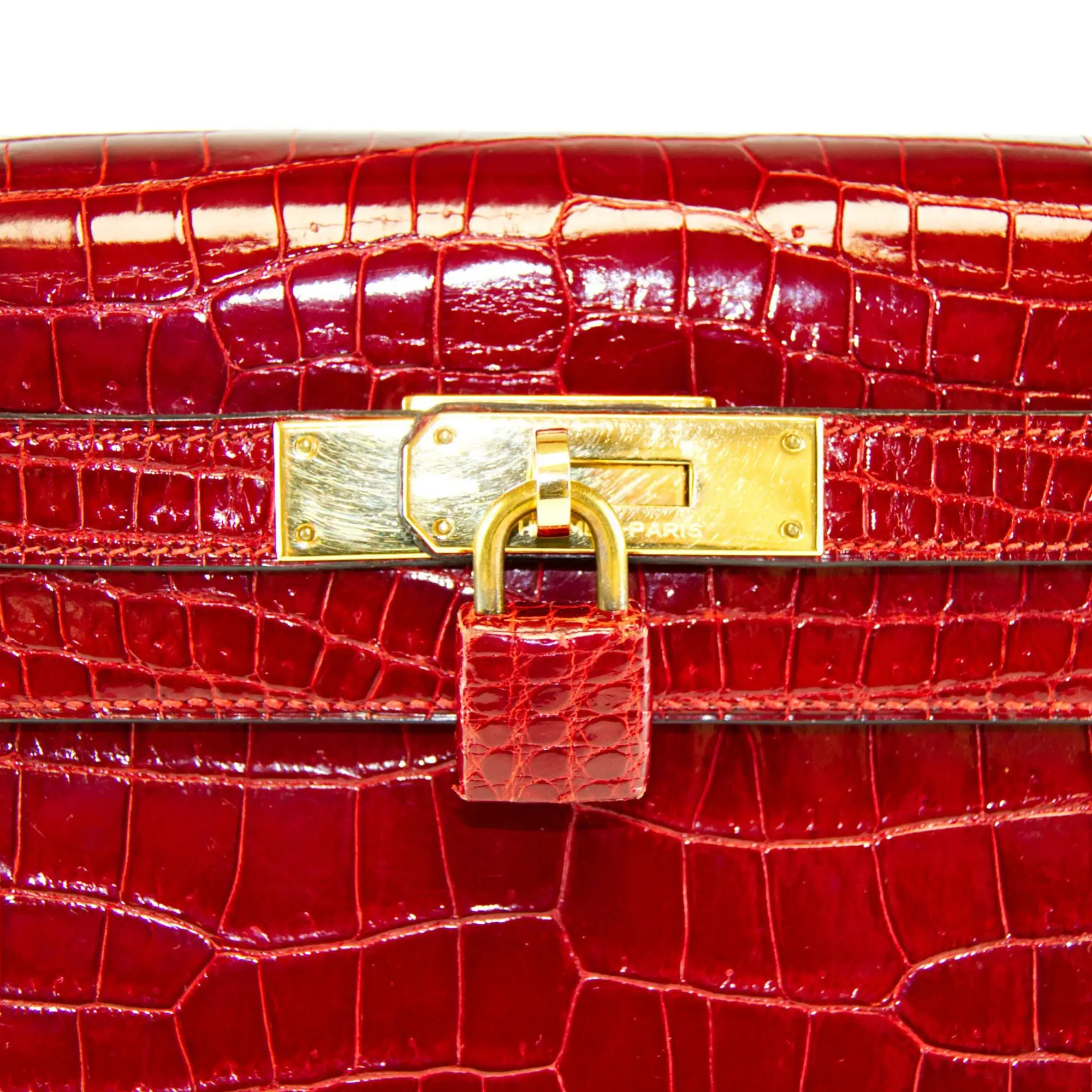 Hermès Kelly 28 Crocodile Porosus Rouge Cerise