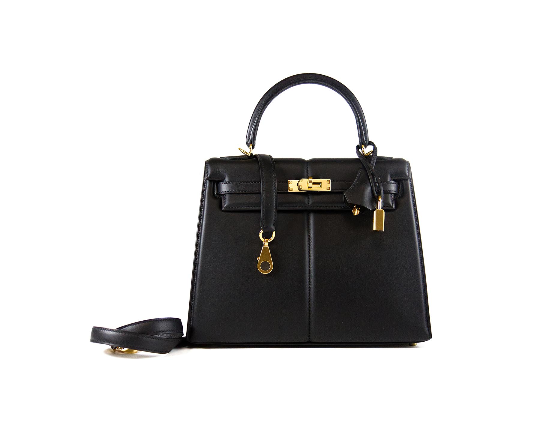 Handbag Hermes / Kelly Padded 25 Swift Noir Gold Hardware