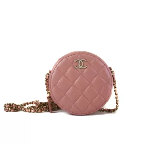 Round Chain Clutch Pink