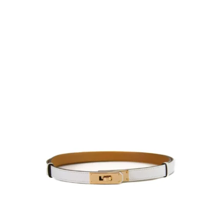 Hermes Kelly belt white