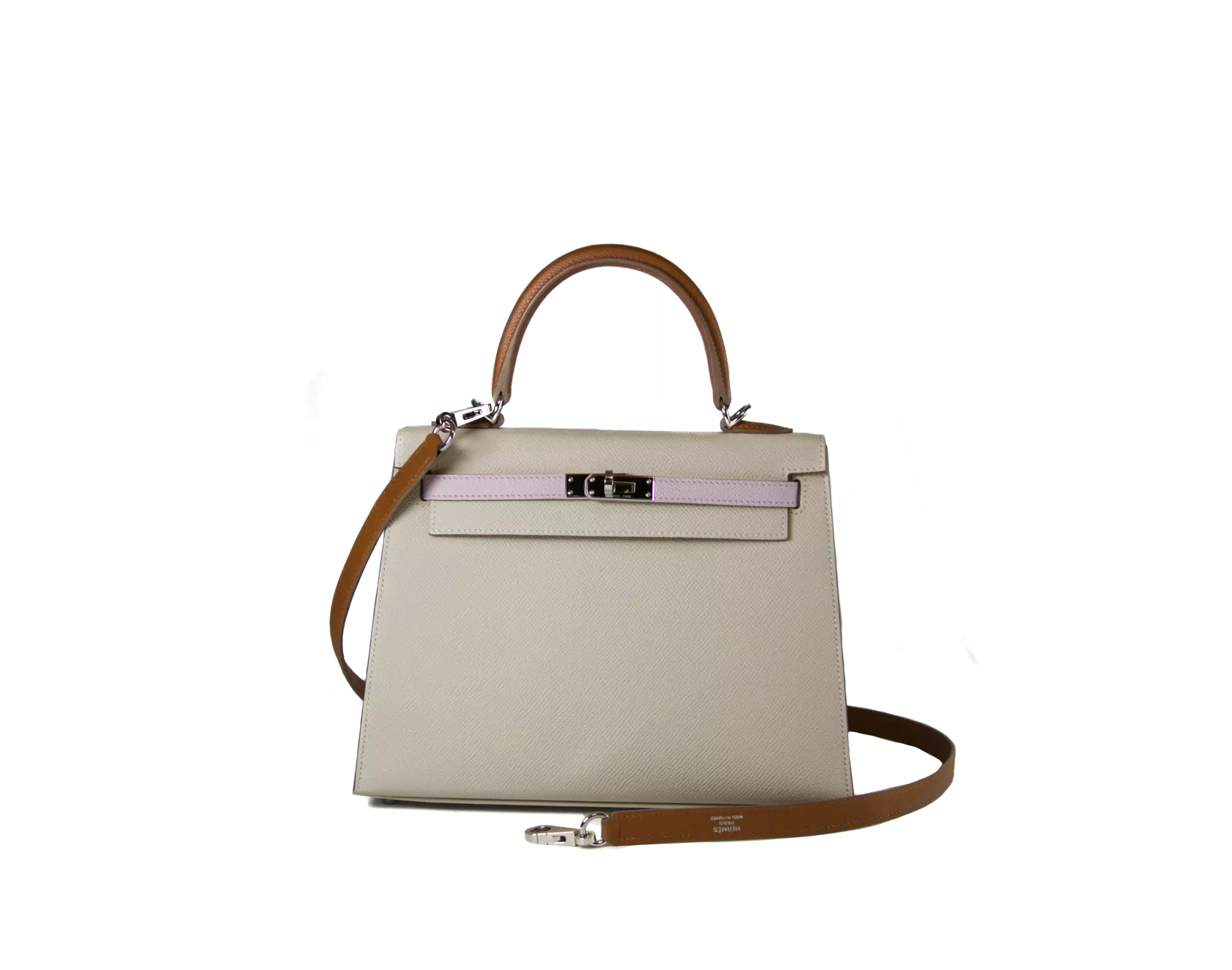 ラベンダーHERMES ケリーミュール　超美品　ライトベージュグレージュ Hermès Kelly 25 Epsom Craie / Mauve Pale / Gold