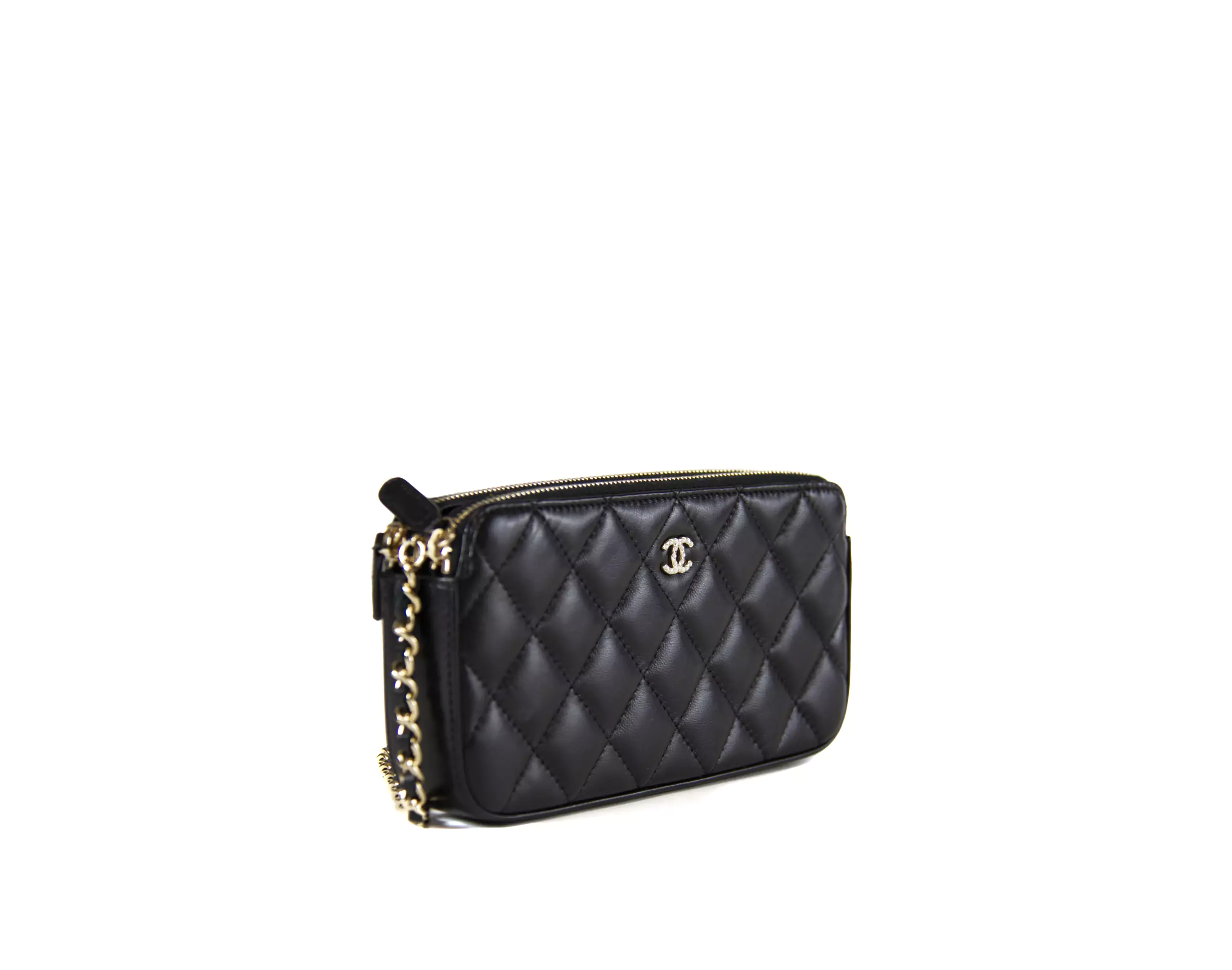 Chanel Double Zip Clutch Black