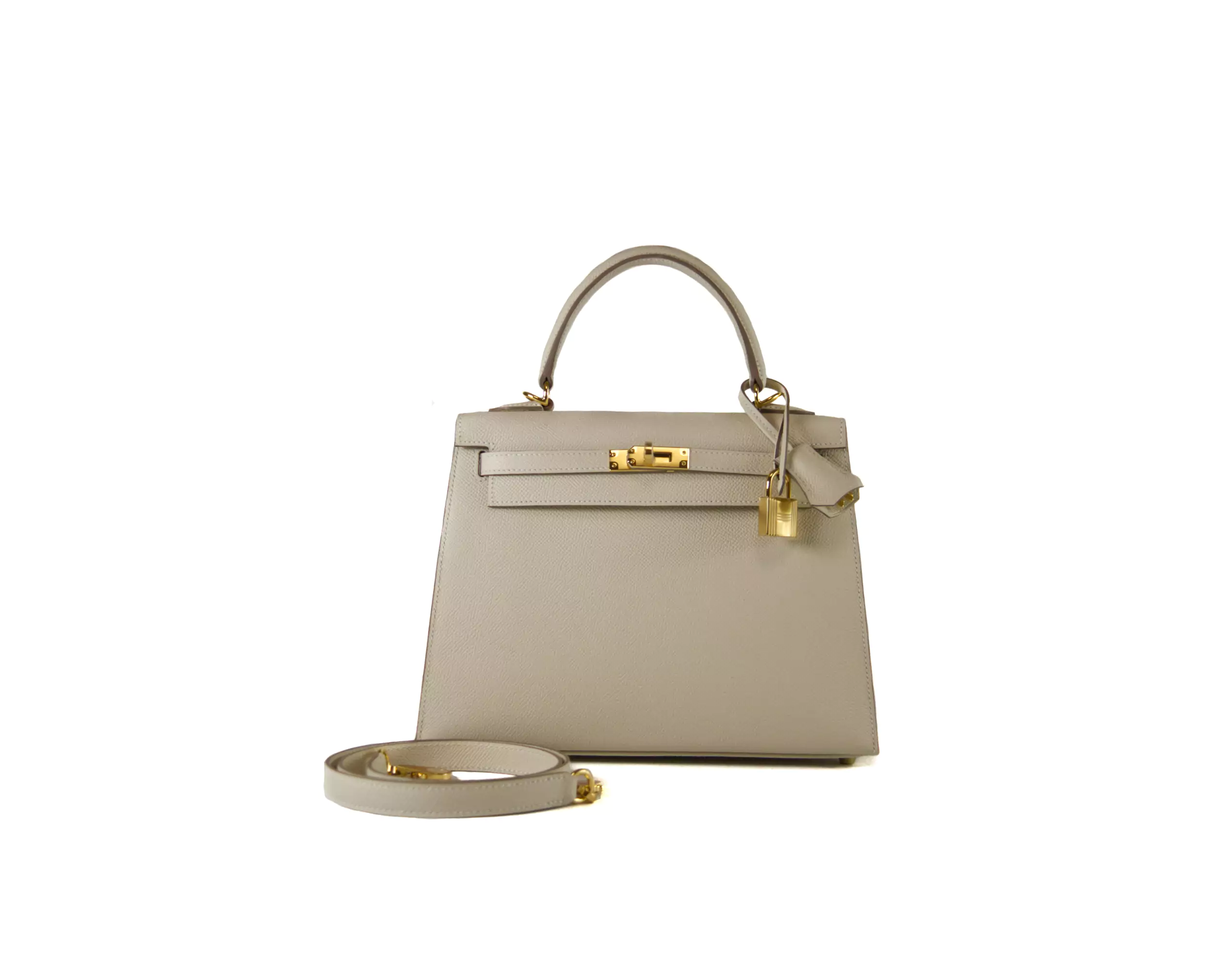 Hermes Kelly 25 Sellier Epsom Craie Gold Hardware