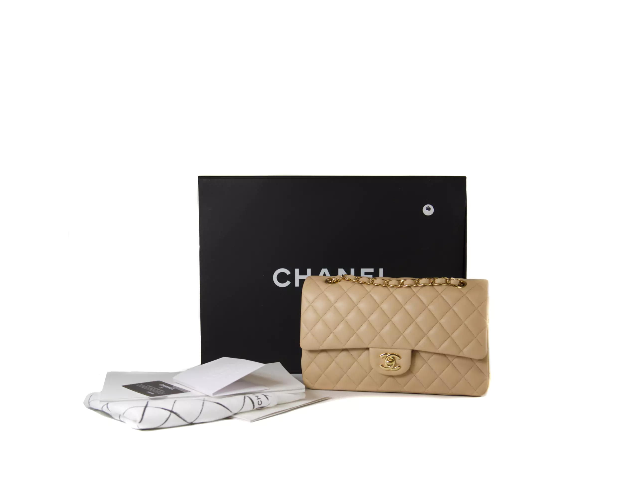 CHANEL ベージュ エナメル パーティーバッグ Chanel Beige And Pink Lambskin, Tweed, Imitation Pearl