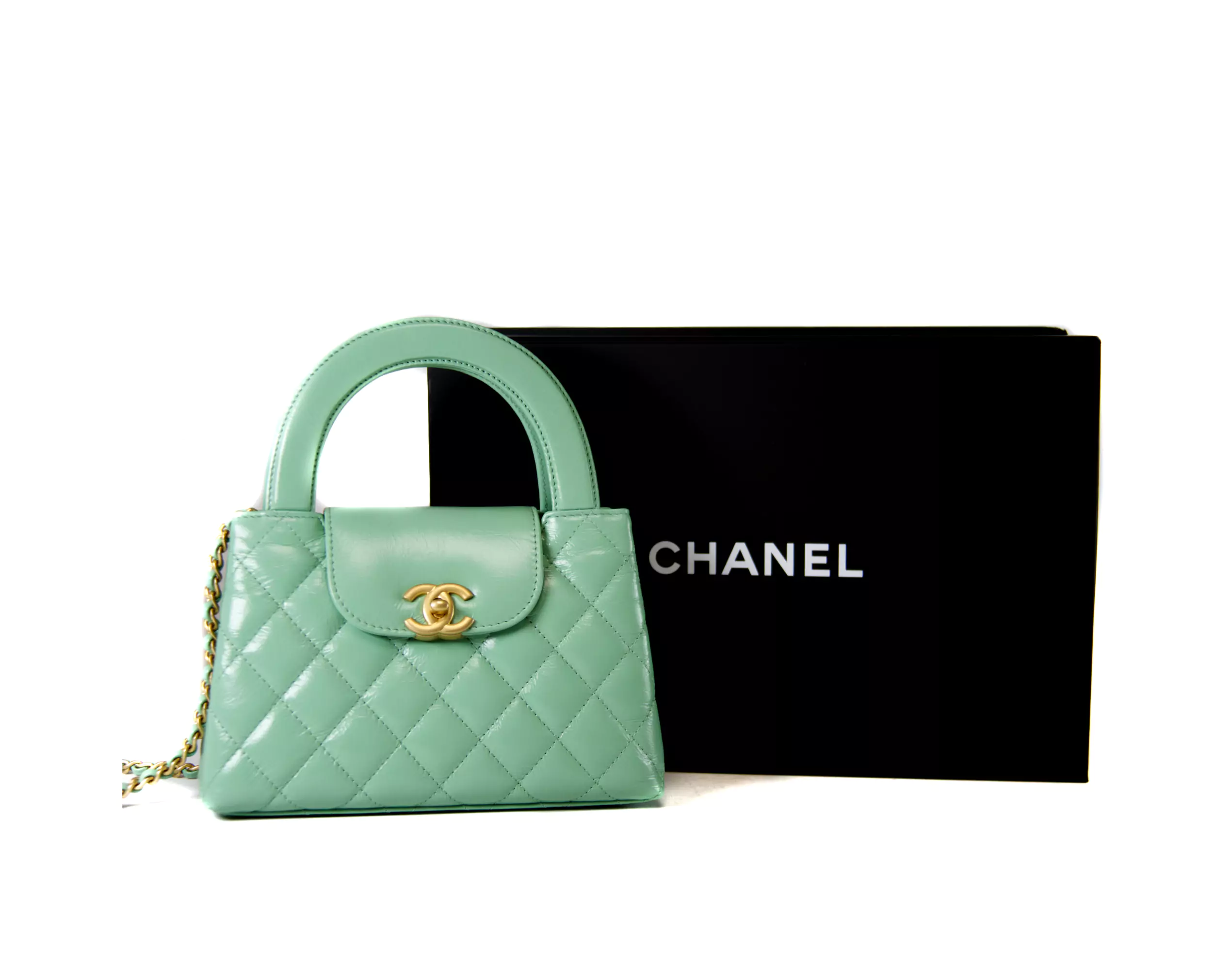 Discover the Chanel Small Kelly Shopper in Mint Green