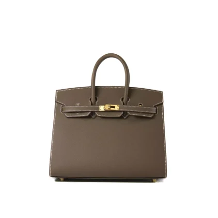 Hermès Birkin 25 Epsom Sellier Etoupe leather with gold hardware – structured luxury mini handbag -front