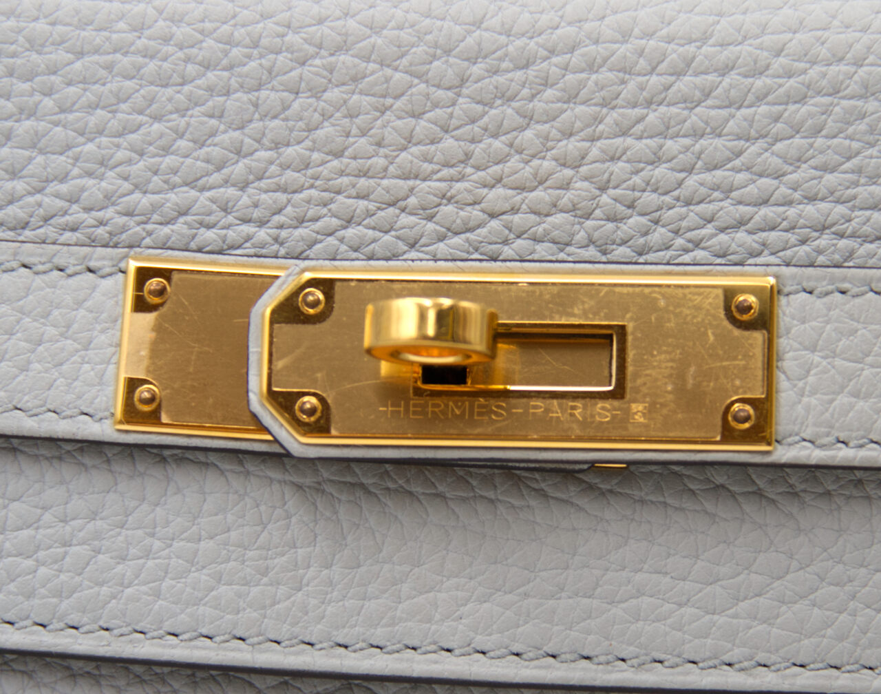 Hermès Kelly 28 Retourne in Bleu Pale Clemence leather with gold hardware – elegant pastel blue luxury handbag - hw
