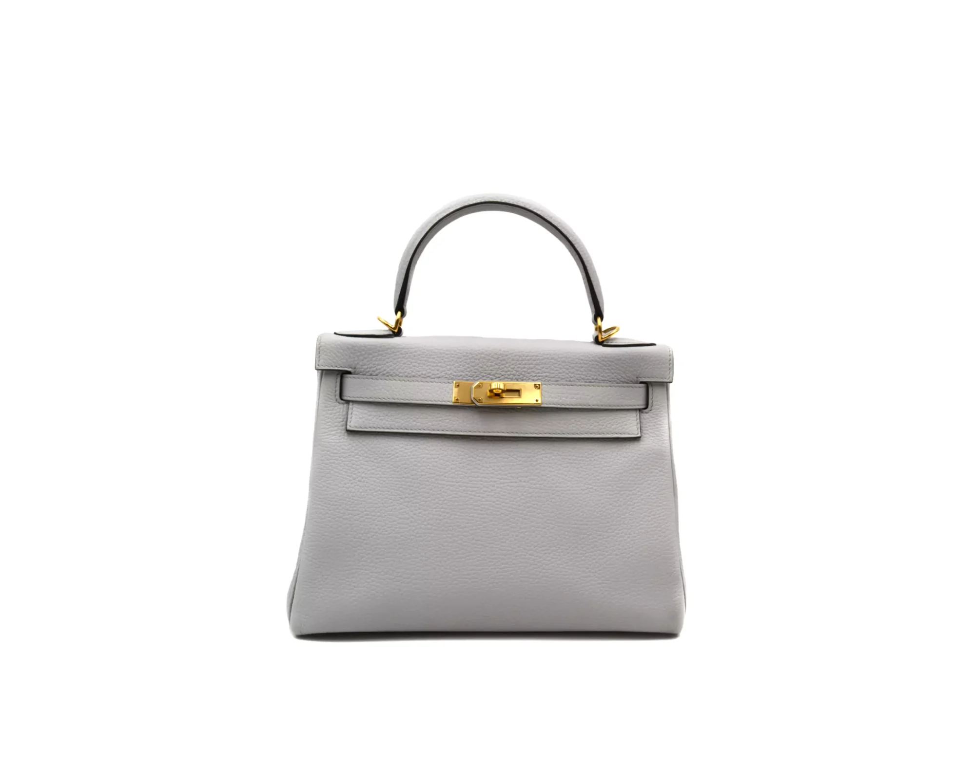 Hermès Kelly 28 Retourne in Bleu Pale Clemence leather with gold hardware – elegant pastel blue luxury handbag - front