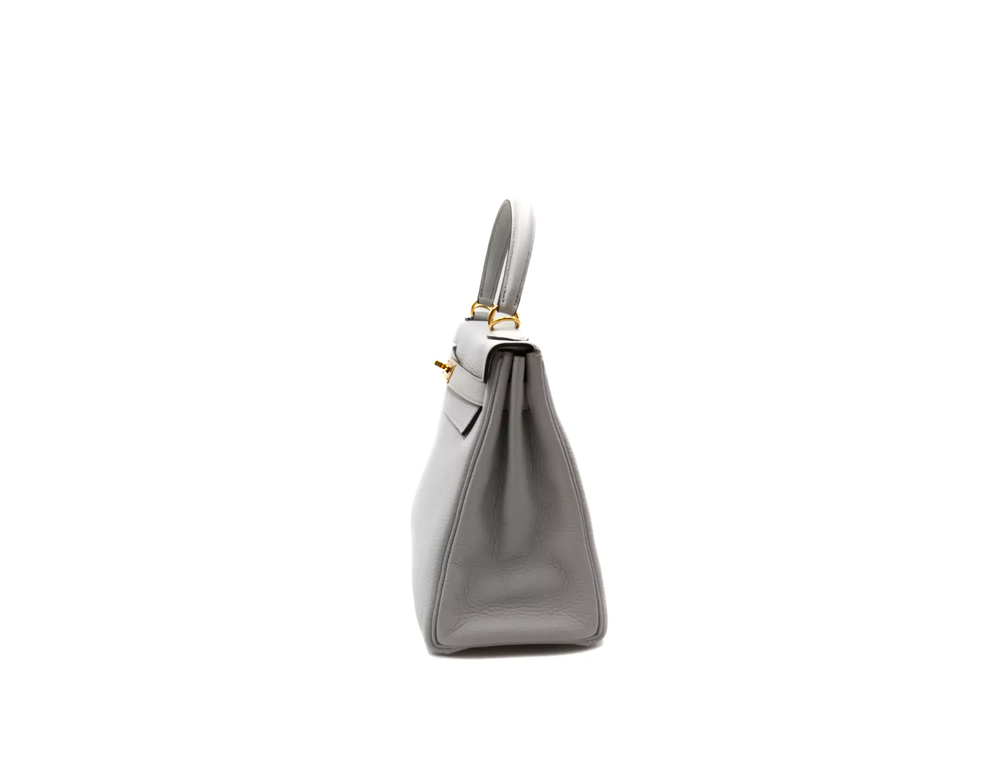 Hermès Kelly 28 Retourne in Bleu Pale Clemence leather with gold hardware – elegant pastel blue luxury handbag - side