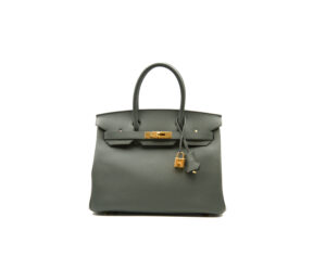Hermès Birkin 30 Epsom Vert Amande con herrajes dorados – bolso de lujo estructurado en verde salvia