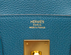 Hermès Birkin 30 Togo Blue de Galice mit goldener Hardware – seltene Luxustasche in elegantem Blau - stamp