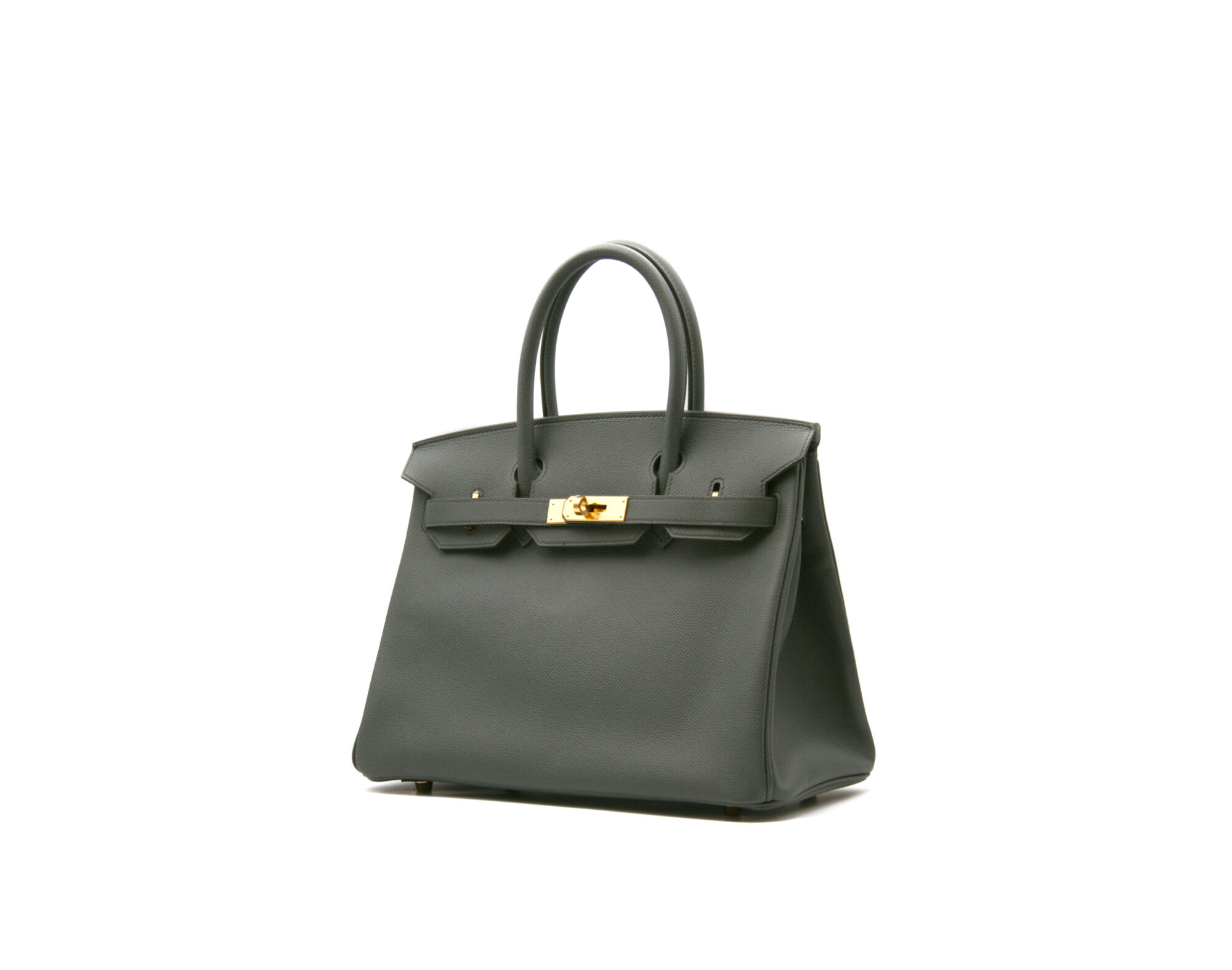 Hermès Birkin 30 Epsom Vert Amande con herrajes dorados – bolso de lujo estructurado en verde salvia - profile
