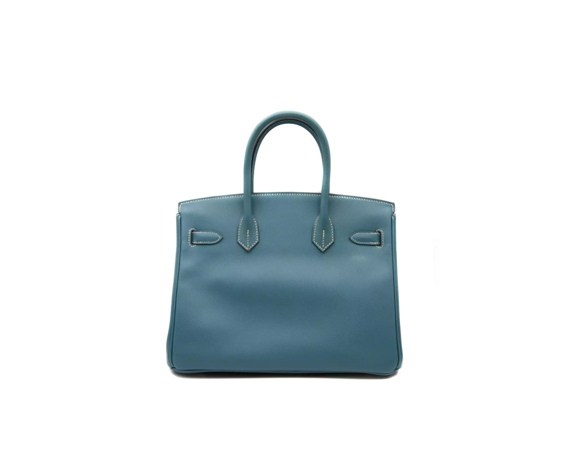 Hermès Birkin 30 Epsom Blue Jean mit Palladium-Hardware – ikonische strukturierte Luxustasche in Himmelblau - back