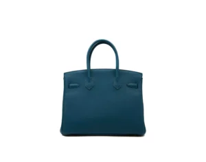 Hermès Birkin 30 Togo Blue de Galice mit goldener Hardware – seltene Luxustasche in elegantem Blau - back