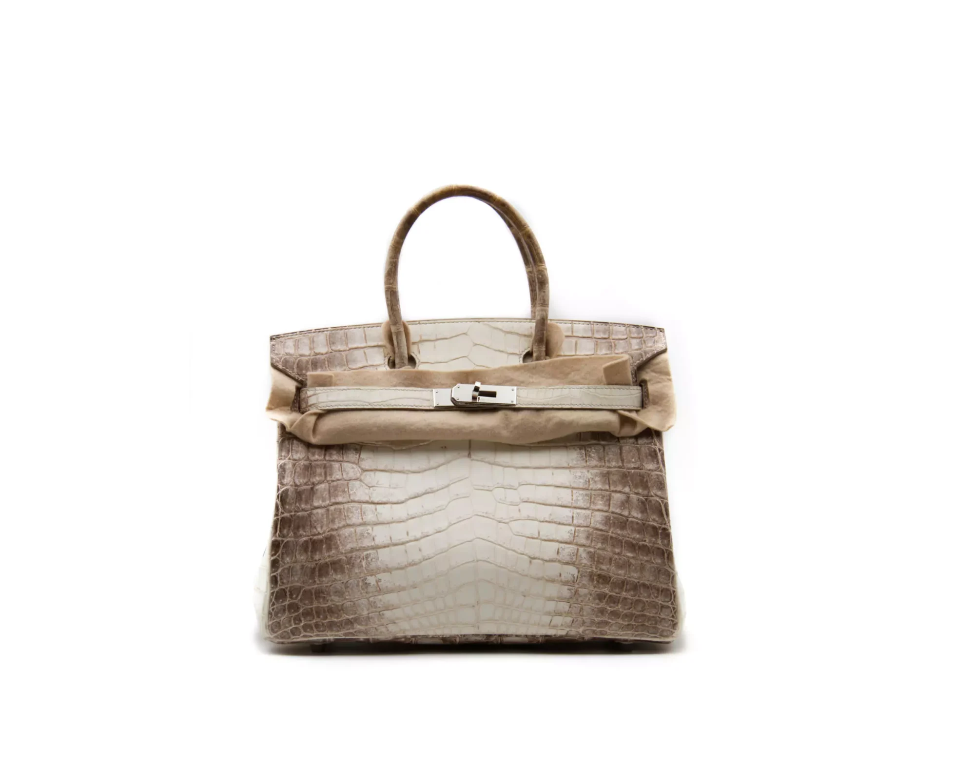 Hermès Birkin 30 Himalaya in Blanc aus Krokodilleder mit Palladium-Hardware – extrem seltene Luxustasche - filz