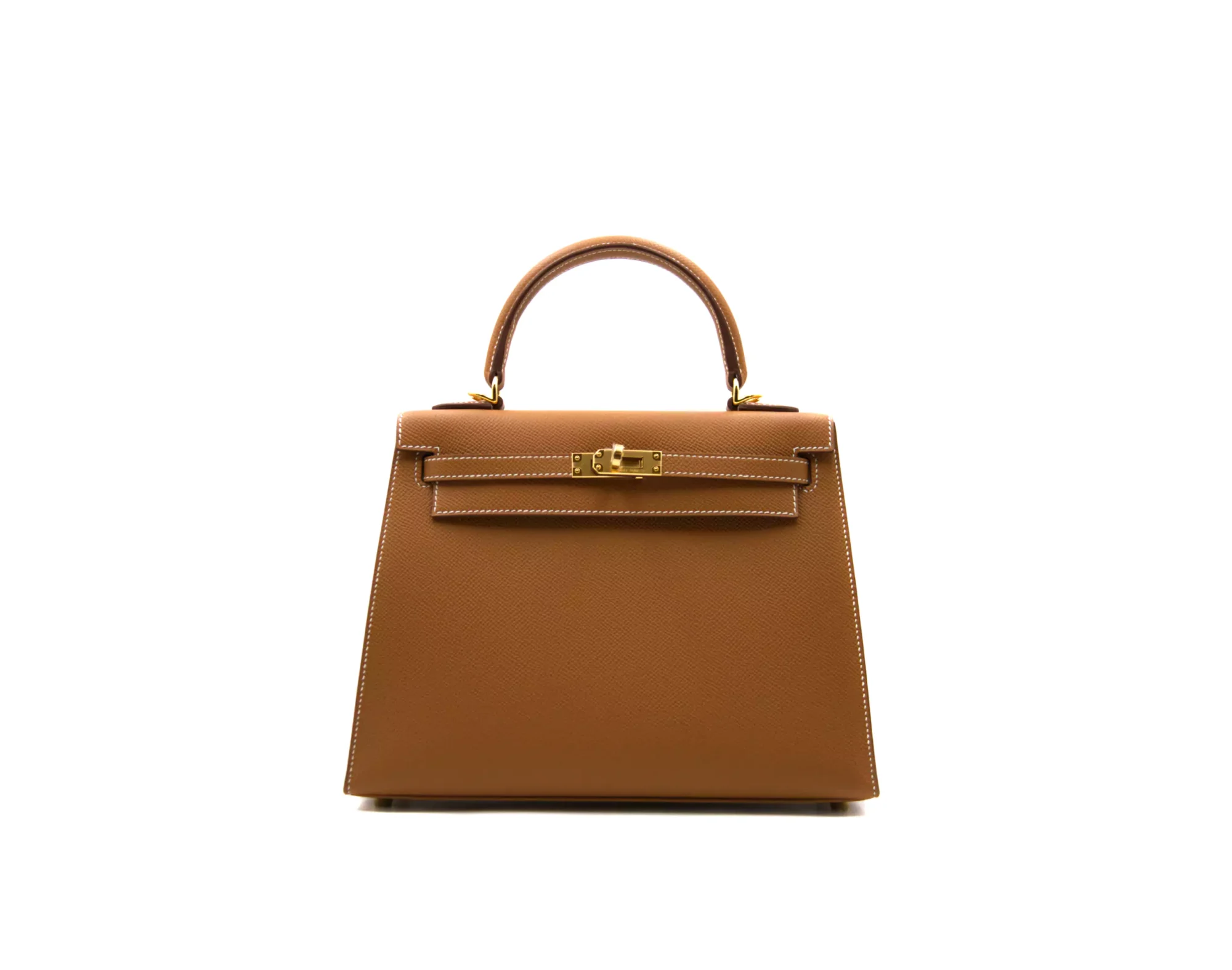 Hermès Kelly 25 Sellier Epsom Gold leather with gold hardware – structured luxury handbag - front