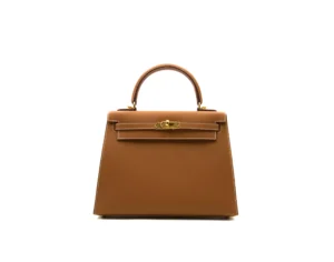 Hermès Kelly 25 Sellier Epsom Gold leather with gold hardware – structured luxury handbag - front