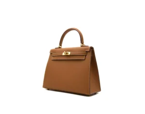 Hermès Kelly 25 Sellier Epsom Gold leather with gold hardware – structured luxury handbag - profile