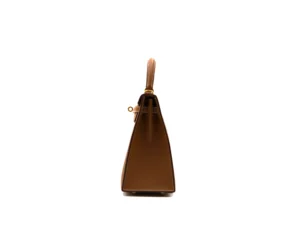 Hermès Kelly 25 Sellier Epsom Gold leather with gold hardware – structured luxury handbag - side