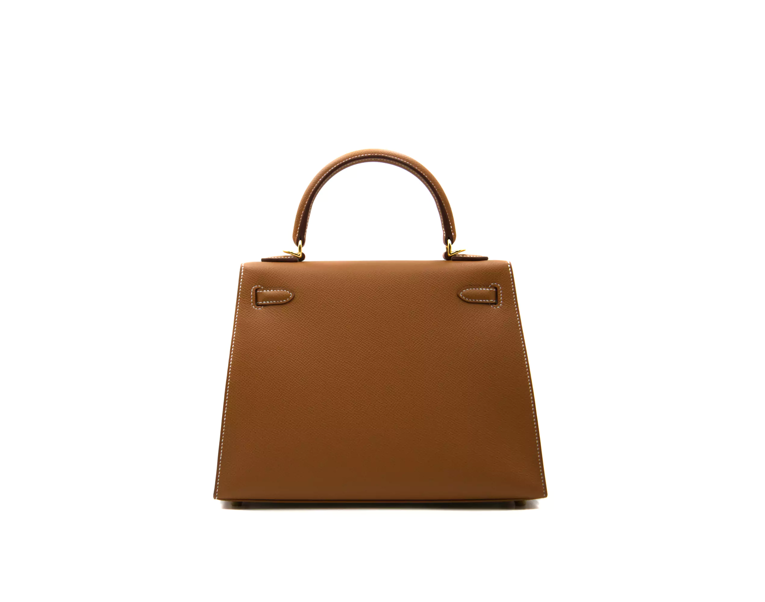Hermès Kelly 25 Sellier Epsom Gold mit goldener Hardware – strukturierte Luxustasche- back