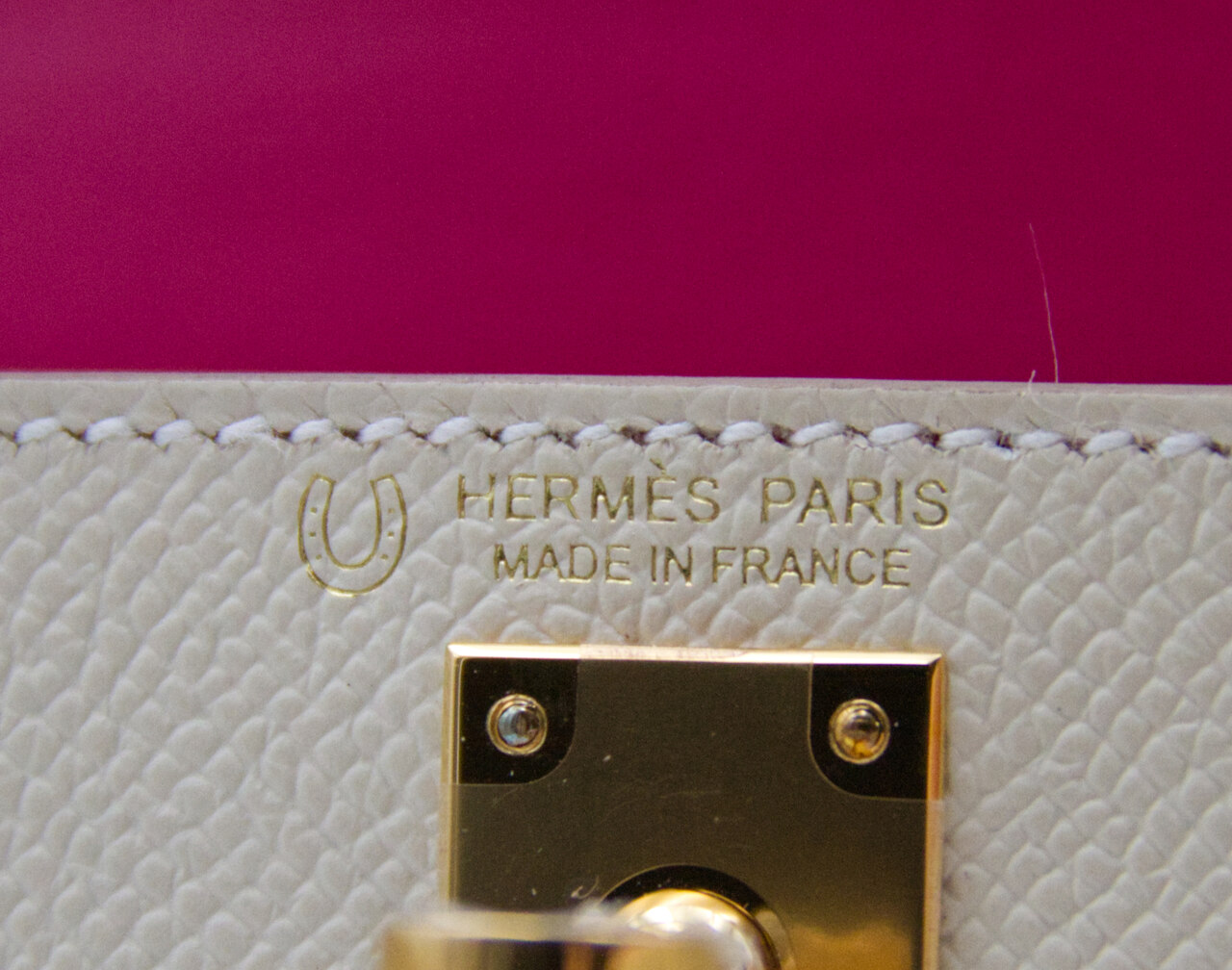 Hermès Kelly Mini Epsom HSS Craie y Rose Mexico con herrajes dorados – bolso de lujo por pedido especial -stamp