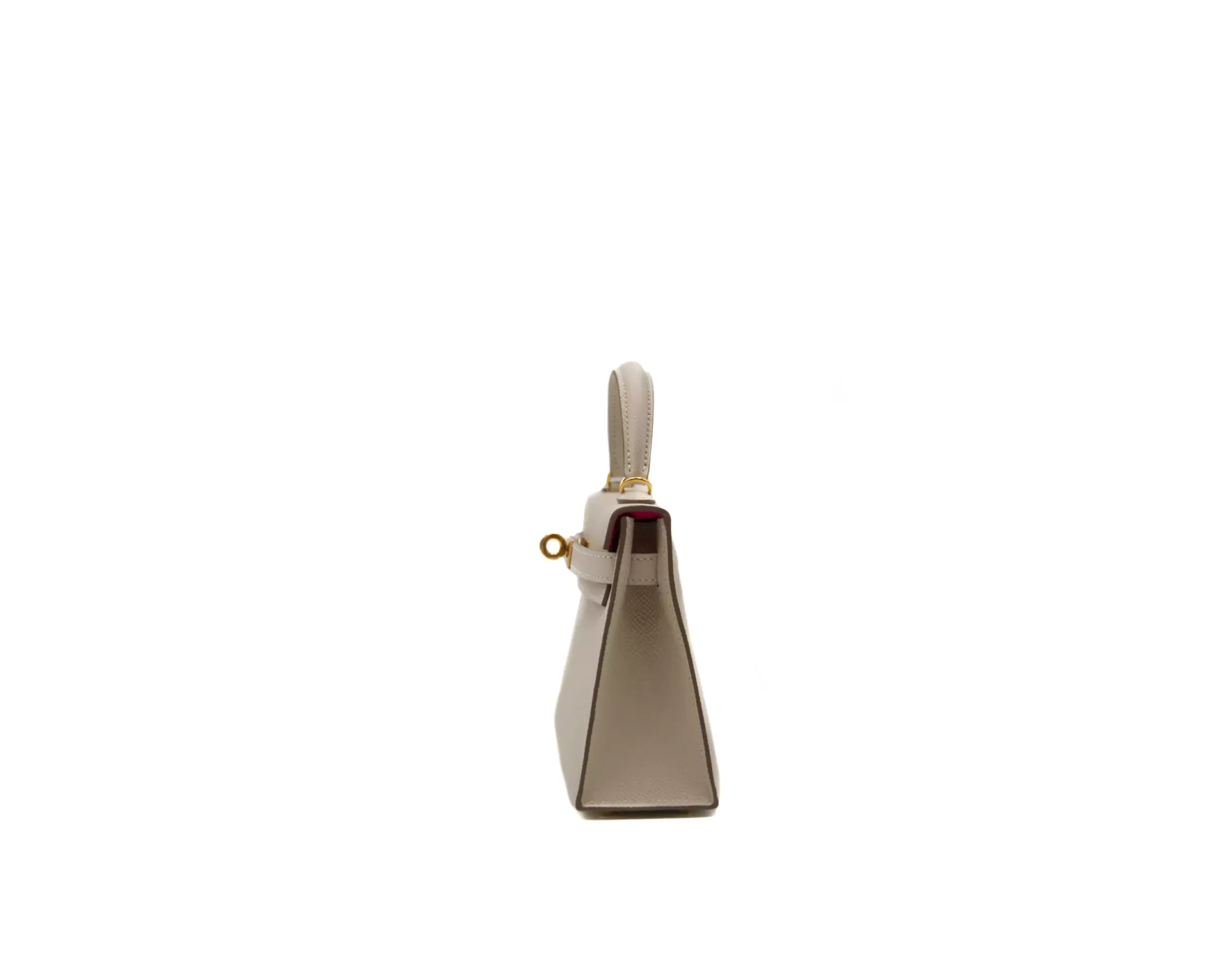 Hermès Kelly Mini Epsom HSS Craie y Rose Mexico con herrajes dorados – bolso de lujo por pedido especial - side