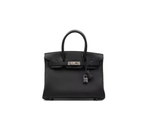 Hermès Birkin 30 Togo aus schwarzem Leder mit Palladium-Hardware – ikonische mittelgroße Luxustasche - clochette