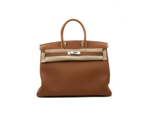 Hermès Birkin 35 Togo Gold mit Palladium-Hardware – ikonische Luxustasche im warmen Karamellton - filz