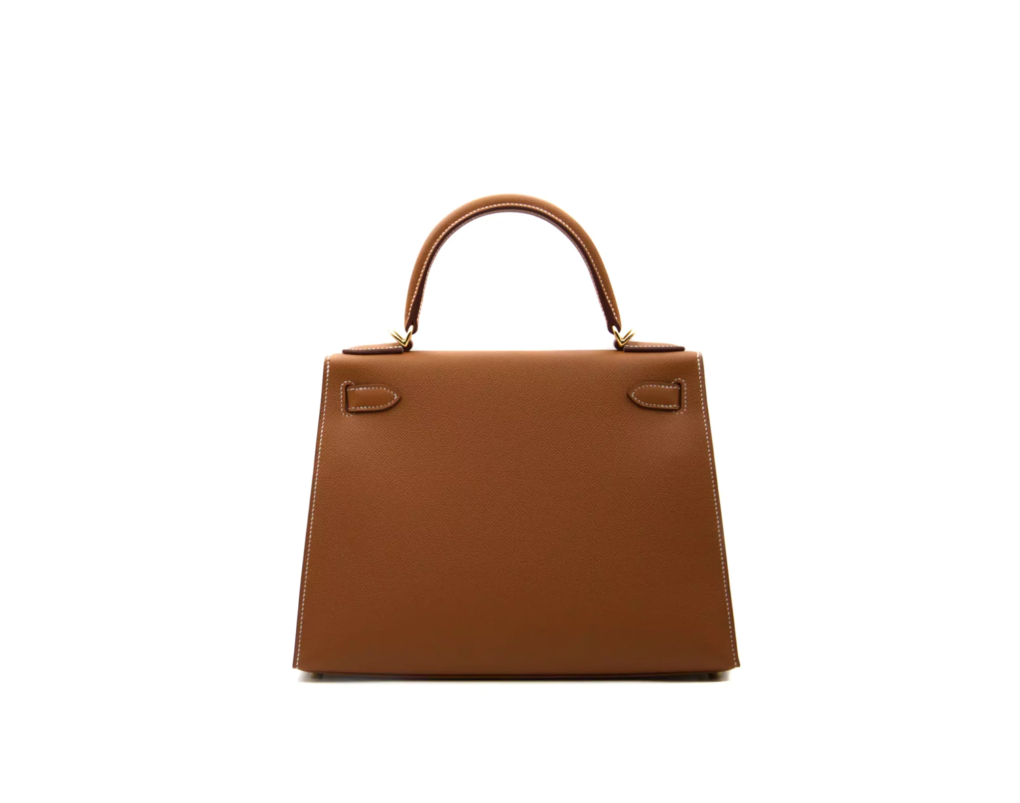 Hermès Kelly 28 Epsom Sellier in Gold leather with gold hardware – elegant structured luxury handbag in timeless tan brown - back