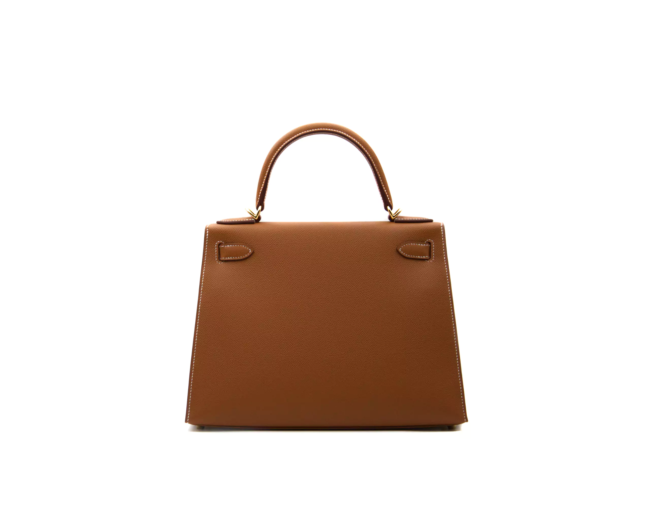 Hermès Kelly 28 Epsom Sellier in Gold leather with gold hardware – elegant structured luxury handbag in timeless tan brown - back