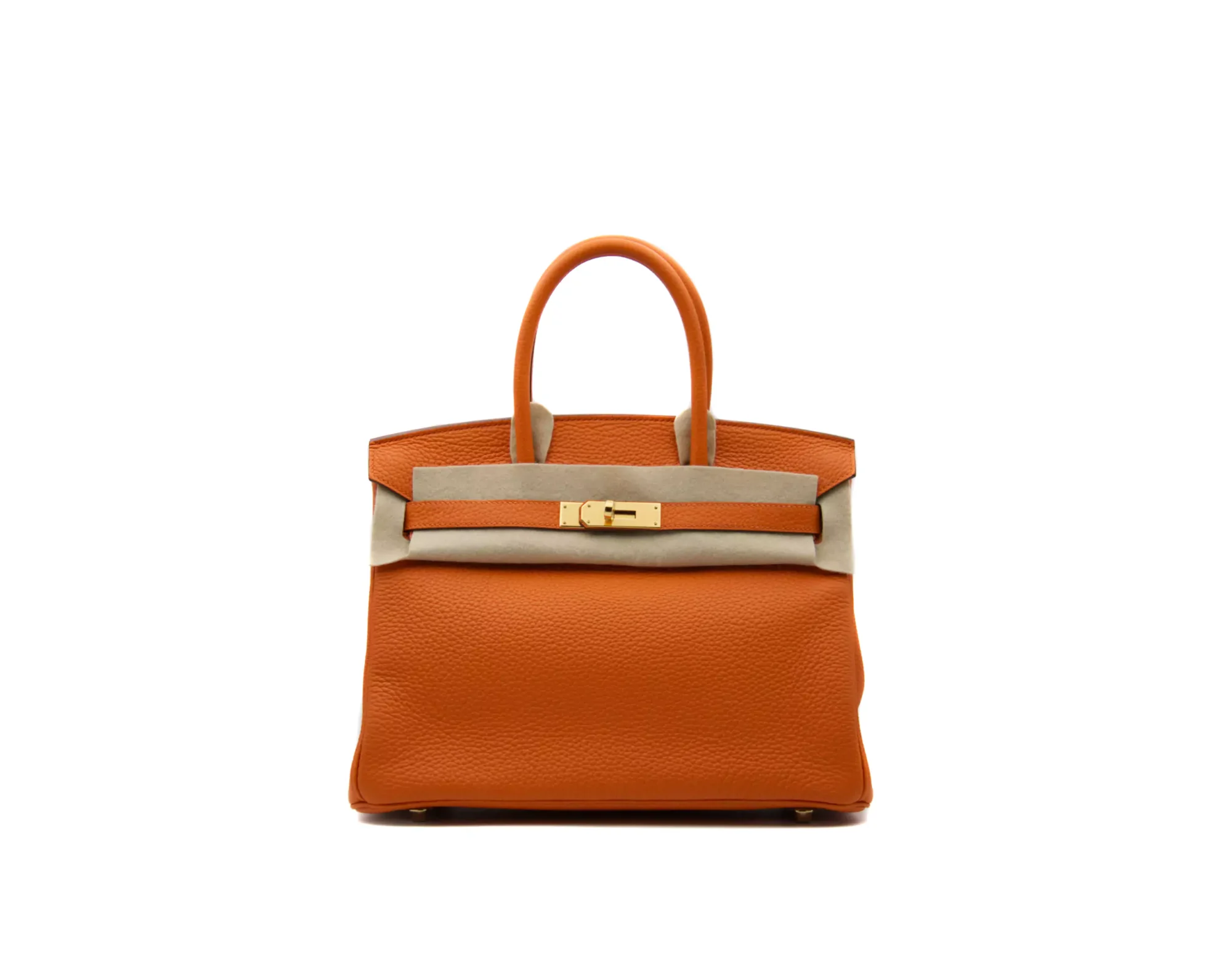 Hermès Birkin 30 Orange Taurillon Clémence leather with gold hardware – iconic medium luxury handbag in bright orange - filz