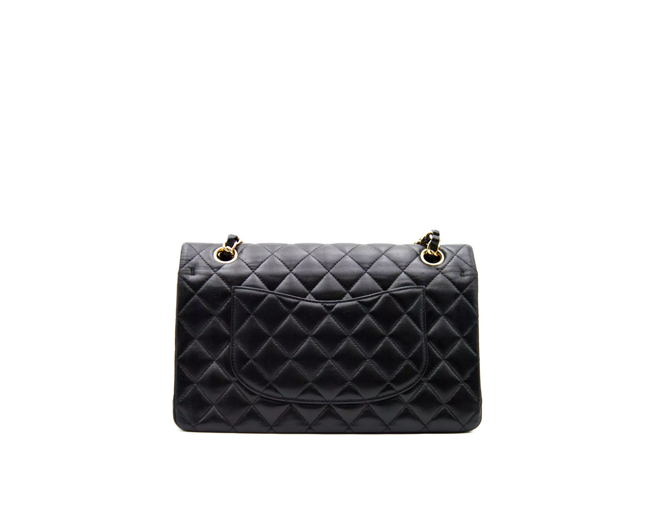 Chanel Medium Classic black Double Flap Bag in lambskin with gold hardware – iconic luxury handbag - back