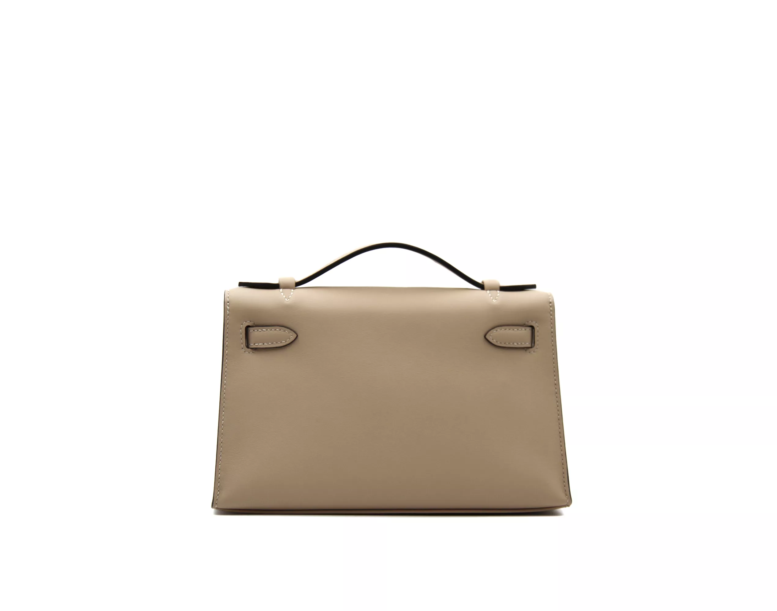 Hermès Kelly Pochette Trench en cuero Swift con herrajes de paladio – bolso de lujo elegante en beige - back