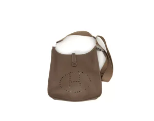 Hermès Evelyne III 33 Clemence Leder in Etoupe mit Palladium-Hardware – große luxuriöse Crossbody-Tasche in Taupe