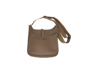 Hermès Evelyne III 33 Clemence Leder in Etoupe mit Palladium-Hardware – große luxuriöse Crossbody-Tasche in Taupe - back