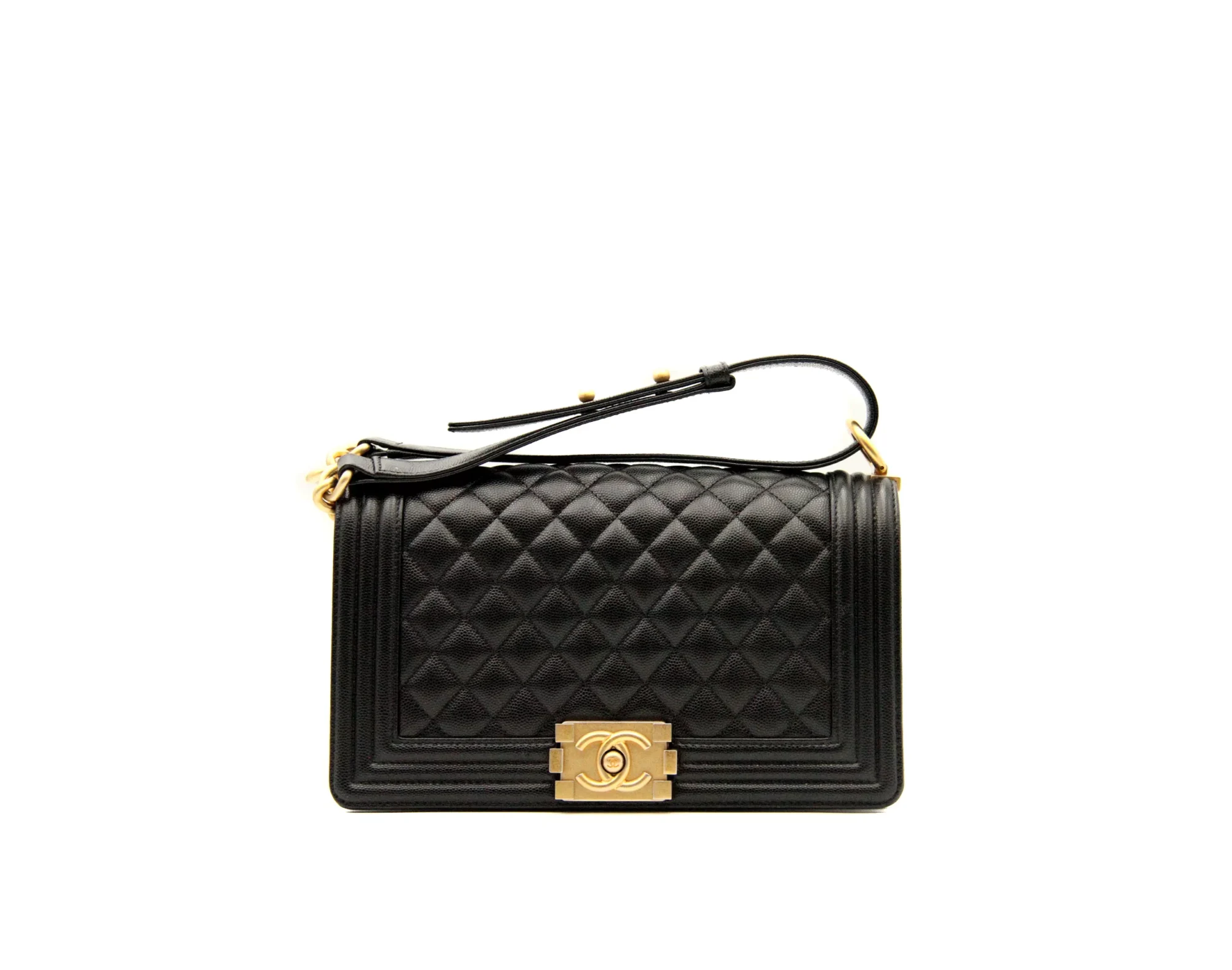 Chanel Boy Bag negra con herrajes dorados – bolso de lujo icónico tipo bandolera