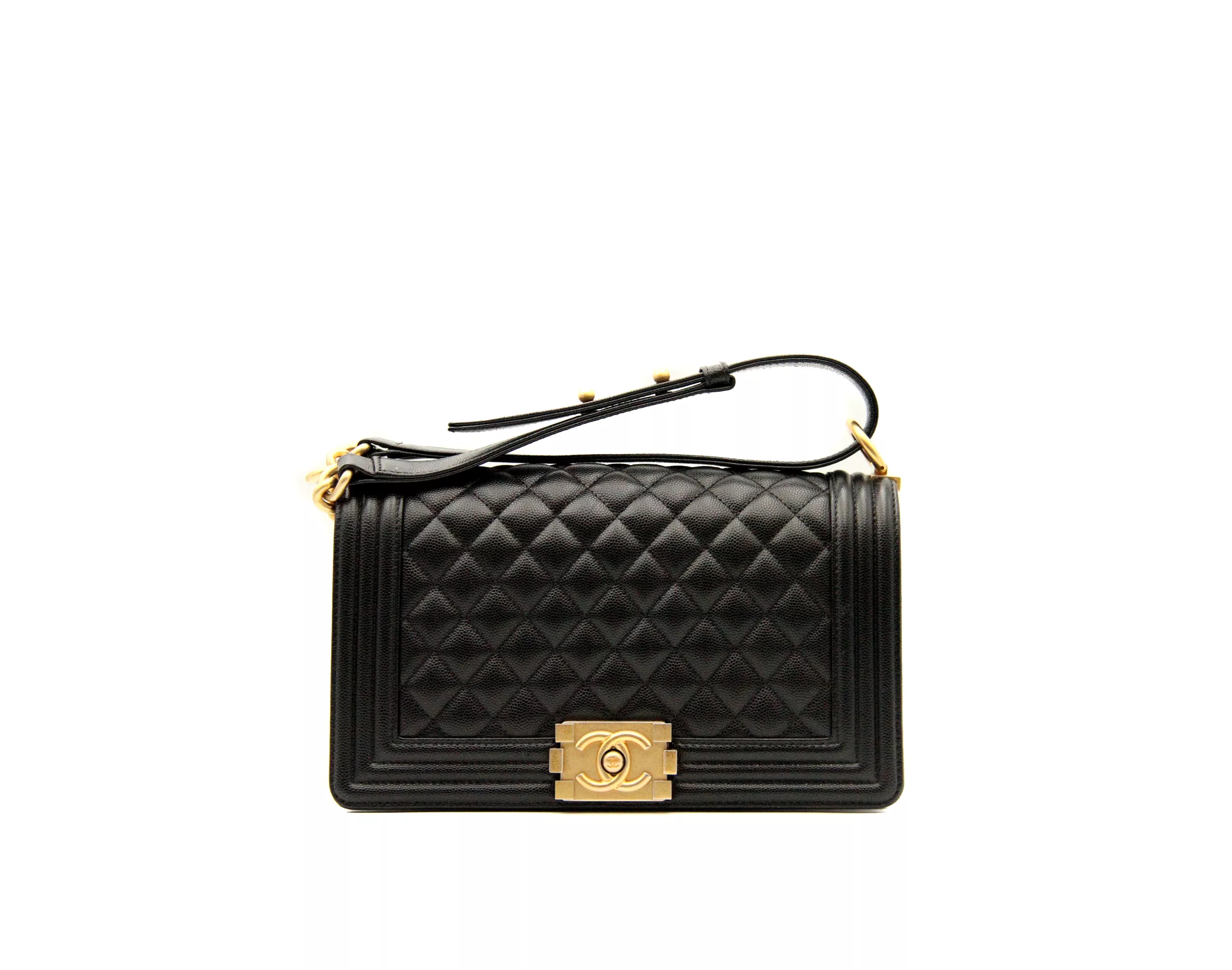 Chanel Boy Bag black caviar leather with gold hardware &ndash; iconic luxury shoulder bag