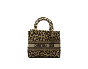Dior Lady Dior D-Lite Medium Leopard canvas bag with gold hardware – iconic luxury handbag with animal print