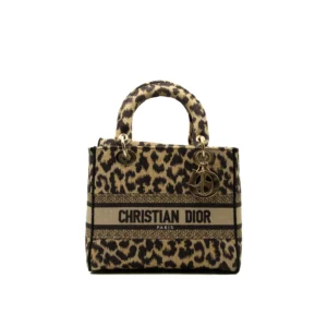 Dior Lady Dior D-Lite Medium Leopard canvas bag with gold hardware – iconic luxury handbag with animal print
