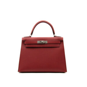 Hermès Kelly 28 Rouge Grenat Epsom leather Sellier with palladium hardware – structured luxury handbag in deep burgundy red