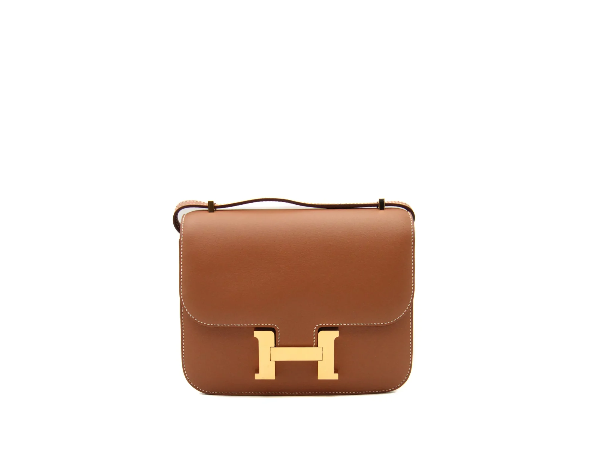 Hermès Constance 18 Gold Swift leather with gold hardware – mini luxury crossbody handbag in camel brown