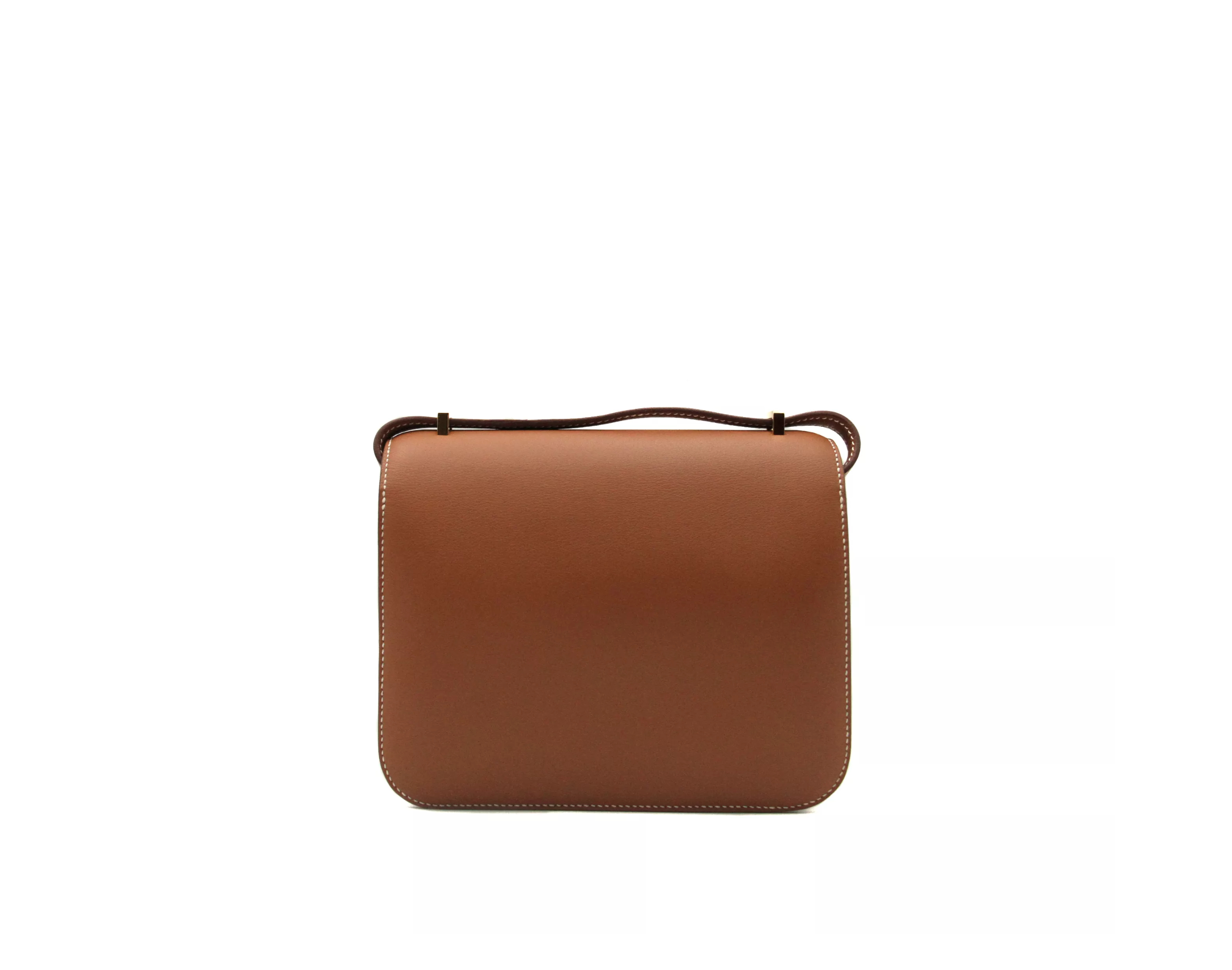 Herm&egrave;s Constance 18 Gold Swift leather with gold hardware &ndash; mini luxury crossbody handbag in camel brown - back