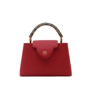 Louis Vuitton Capucines red and grey Taurillon leather with python details MM – luxury top handle handbag