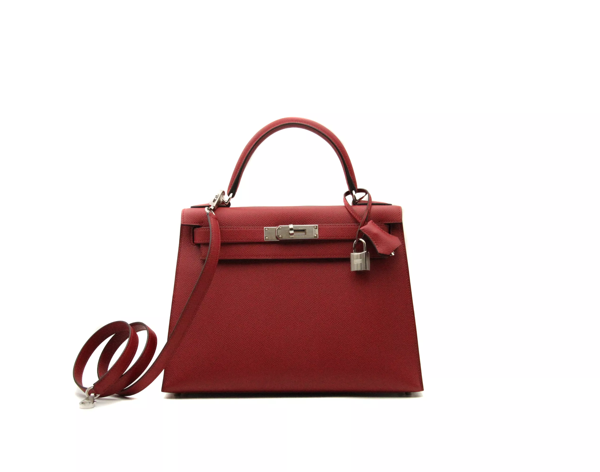 Hermès Kelly 28 Rouge Grenat Epsom Sellier Palladium HW