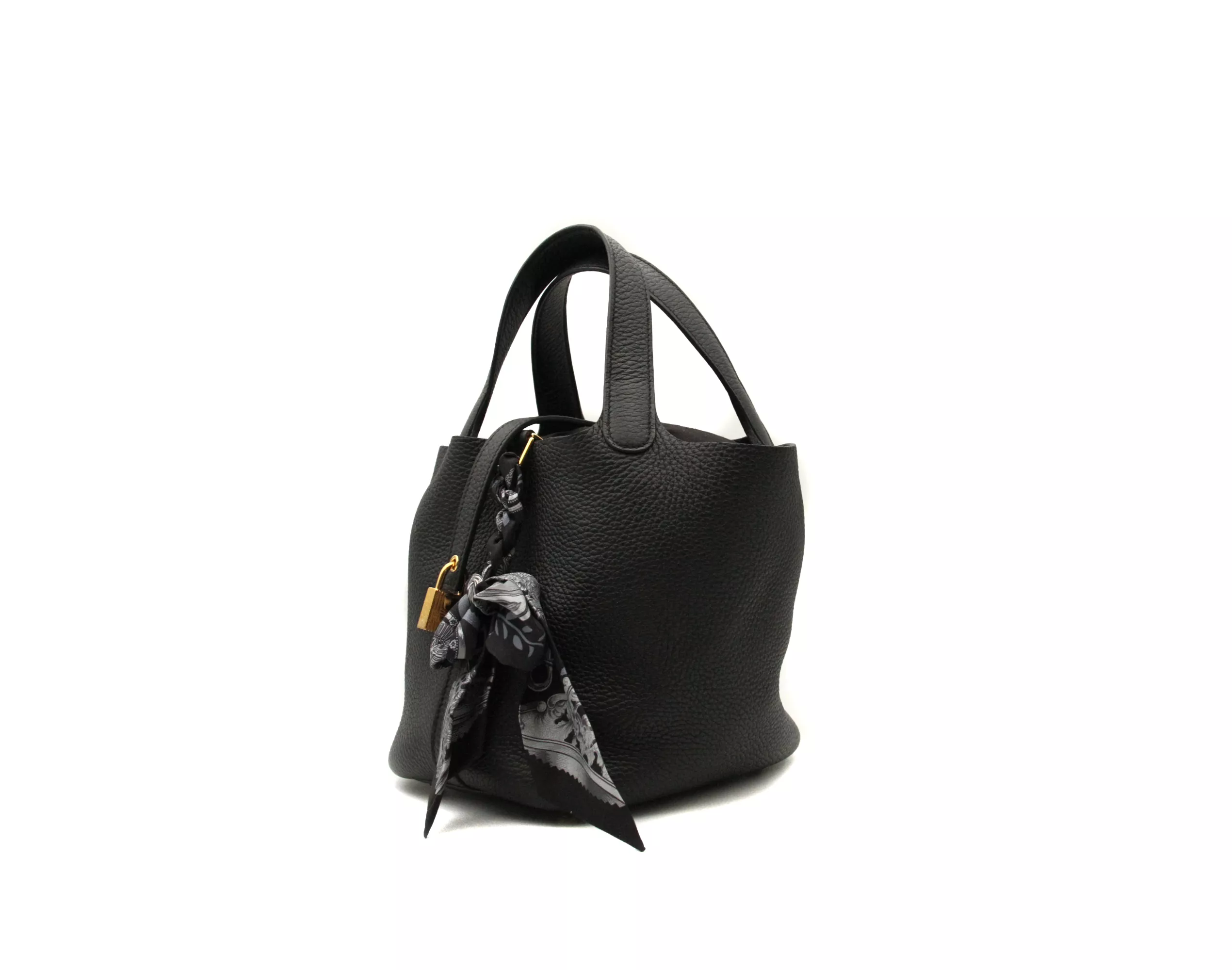 Hermès Picotin Black Clemence Lock 18 with Gold Hardware