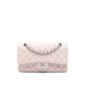 Medium Classic Hellrosa Double Flap Caviar