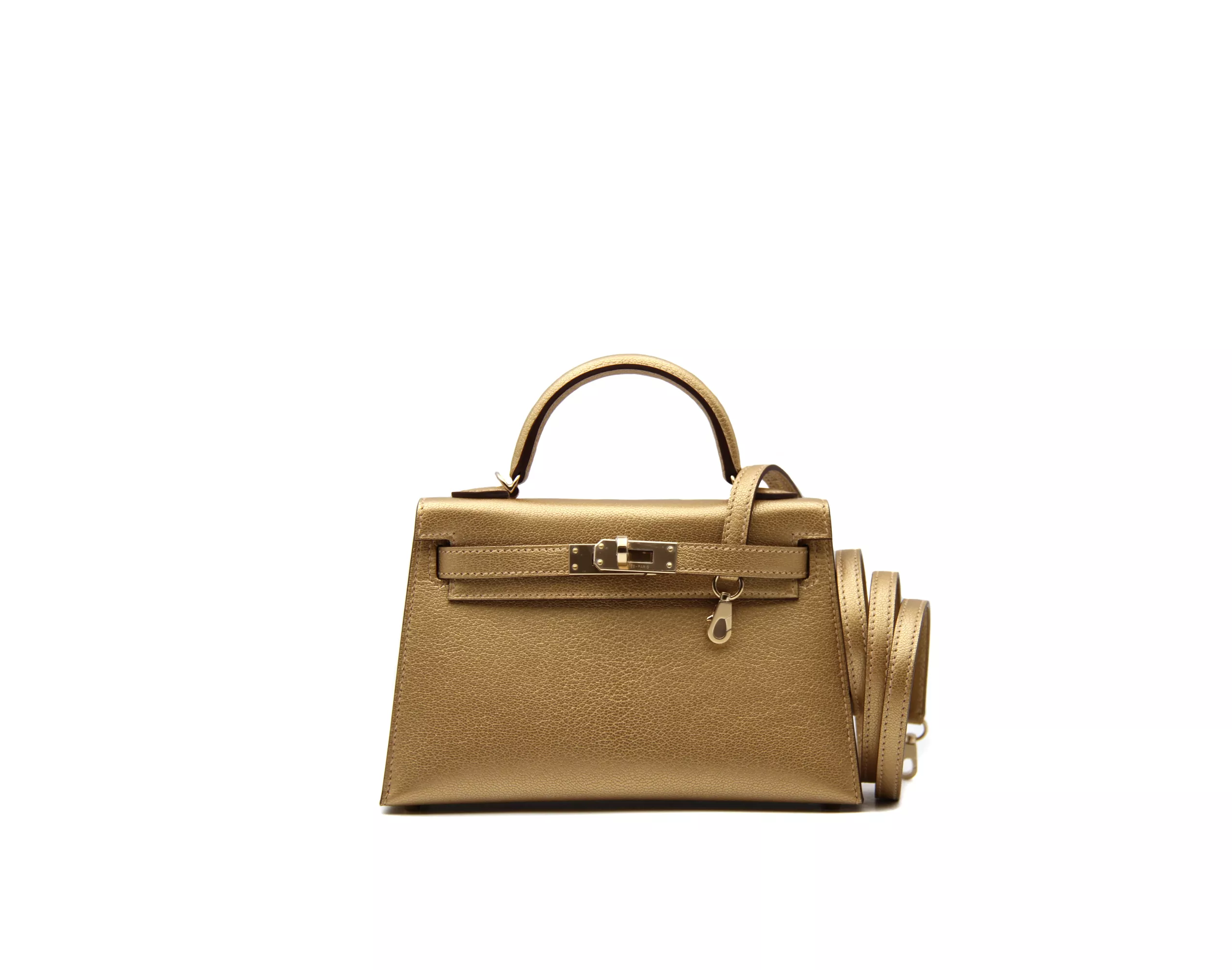 Hermès Kelly Mini Dore Metallic Chevre Chamkila Permabrass
