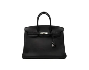 Hermès Birkin 35 Togo black with palladium hardware – iconic large luxury handbag in excellent condition - clochette