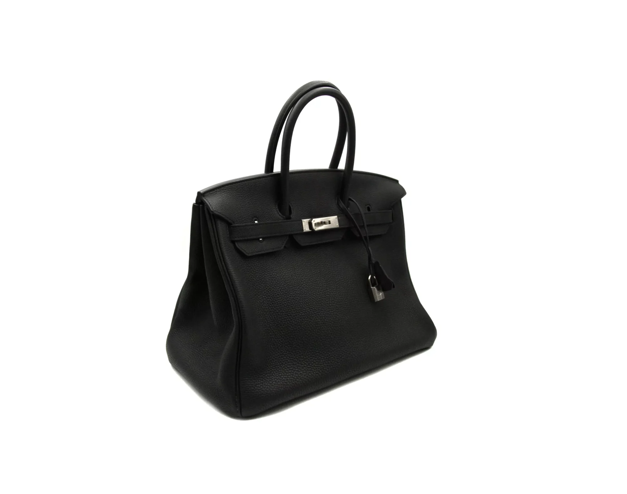 Hermès Birkin 35 Togo black with palladium hardware – iconic large luxury handbag in excellent condition - profile