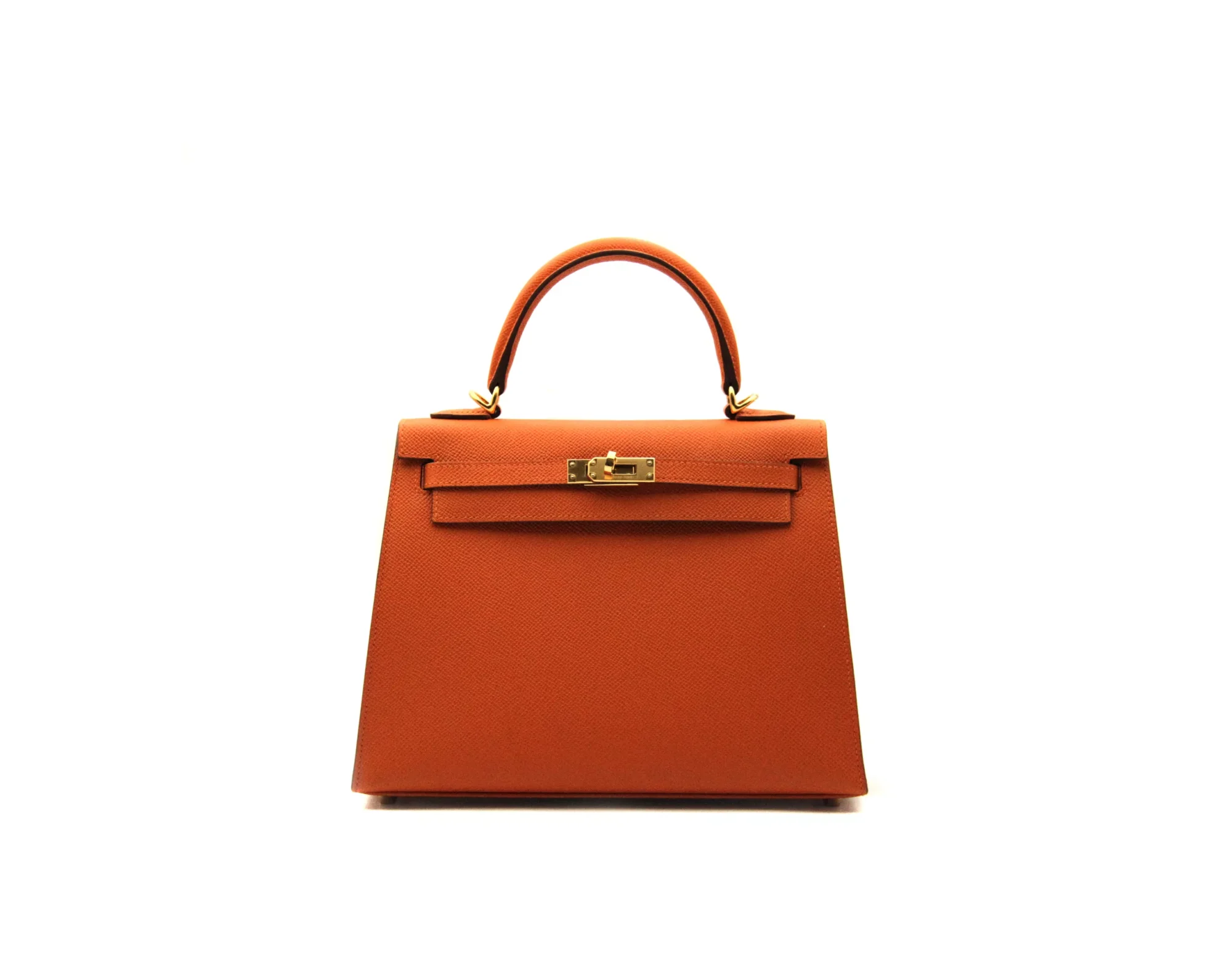 Hermès Kelly 25 Orange Sellier aus Epsom-Leder mit Gold-Hardware – ikonische strukturierte Luxustasche